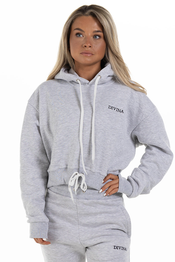 Comfy Grey Cropped Hoodie Front