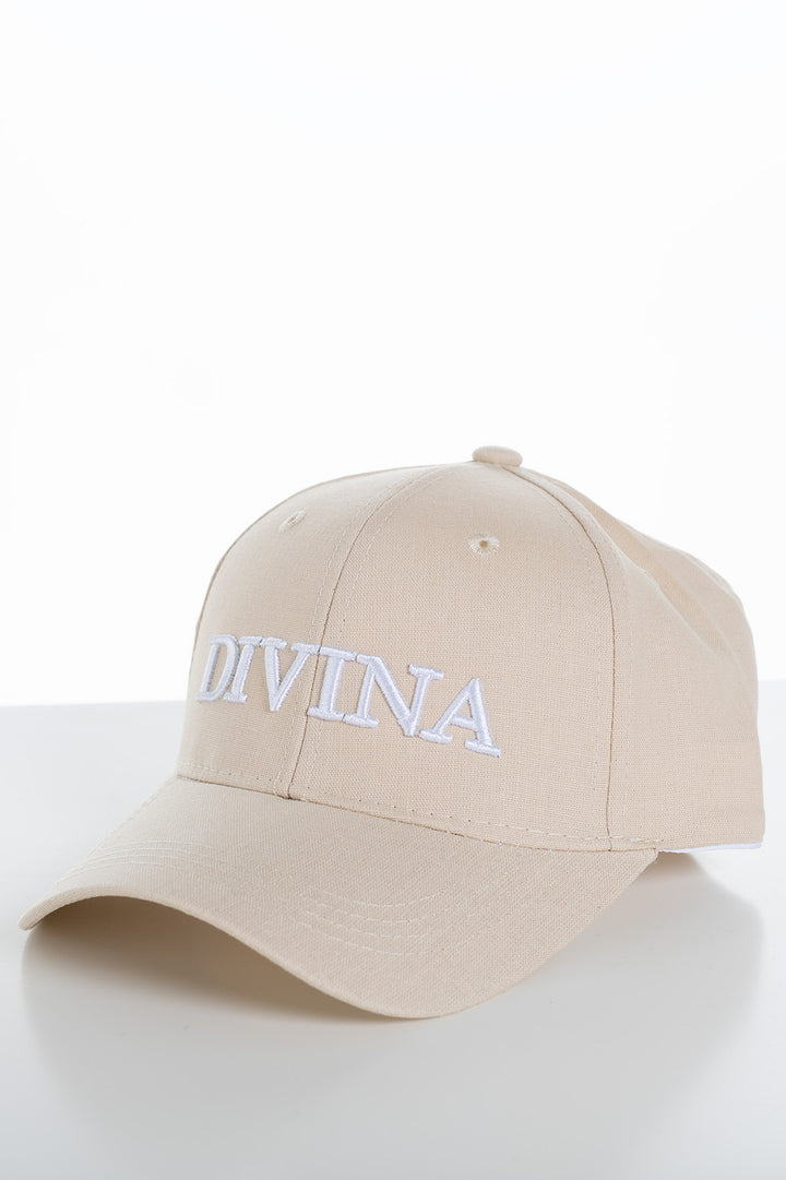 Linen Fabric Cap With big 3D embroidered Divina logo