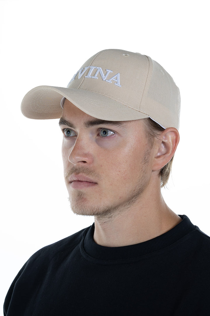 Man with Linen Fabric Cap With big 3D embroidered Divina logo