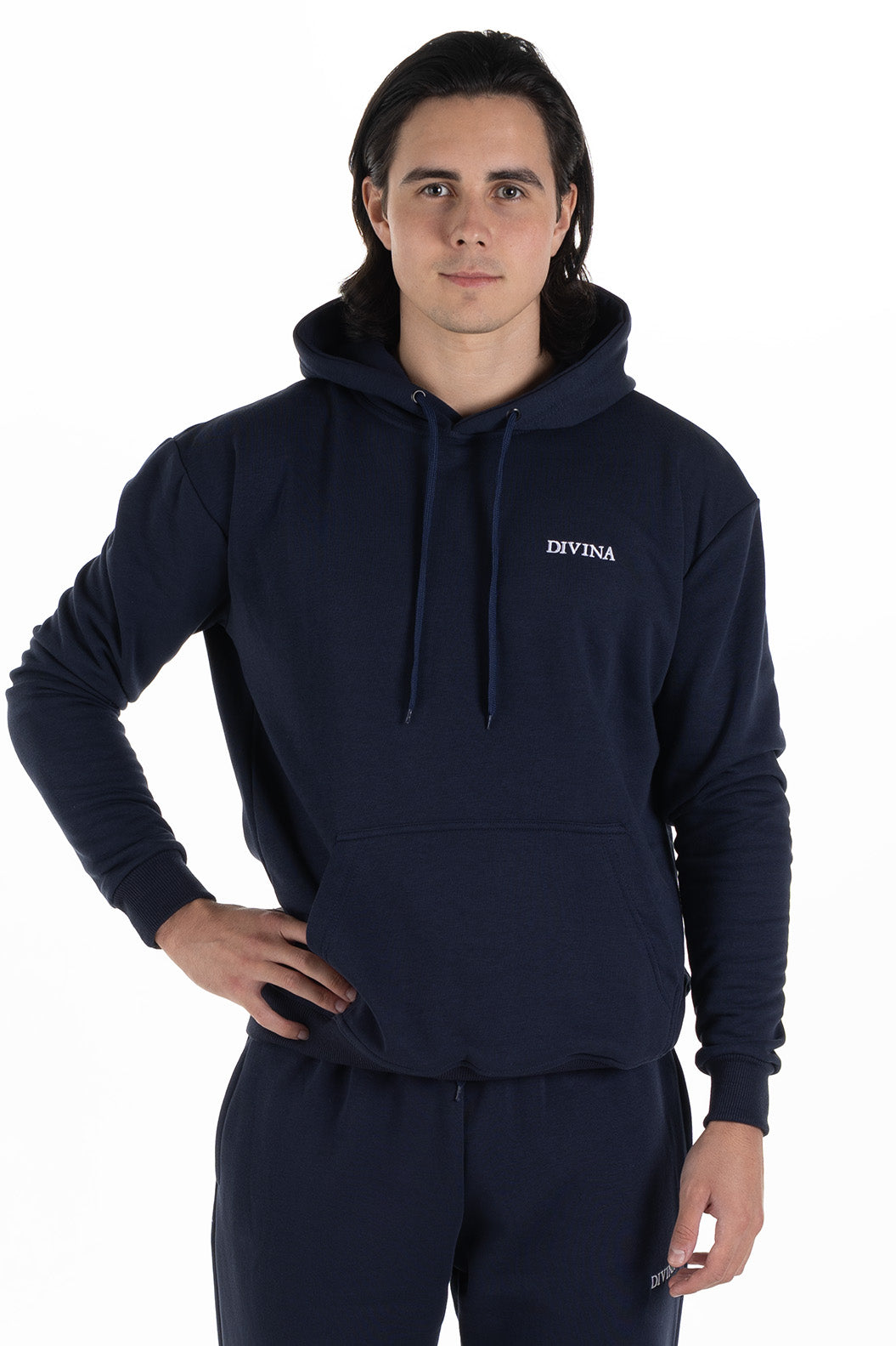 Hoodie Comfy Navy Front - Men