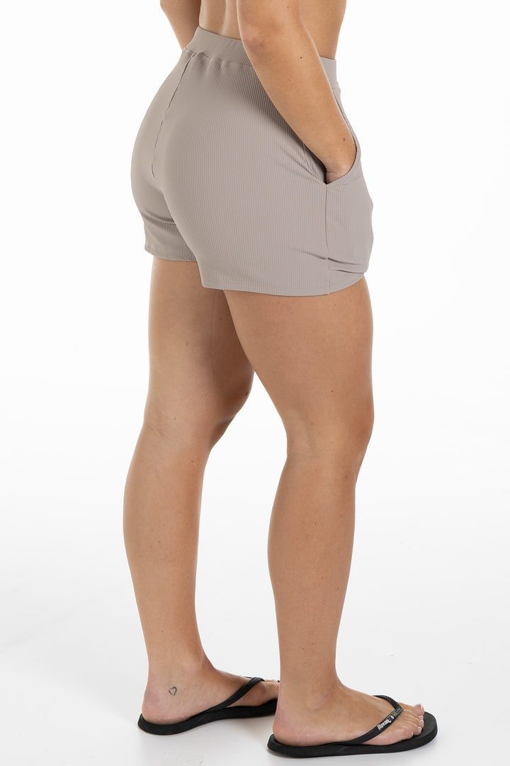 Ribbed Shorts Palma Beige Side