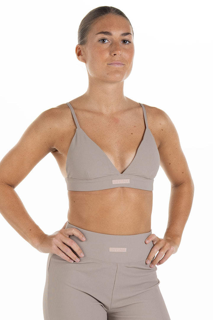 Ribbed Sports bra Palma Beige Front-side