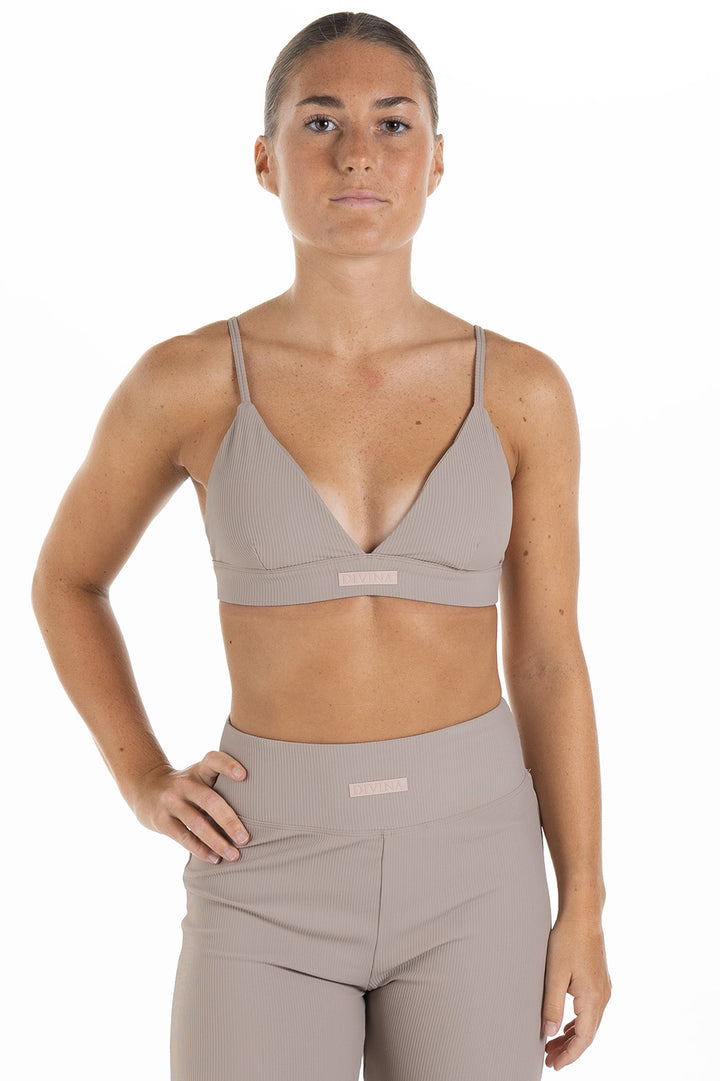 Ribbed Sports bra Palma Beige Front