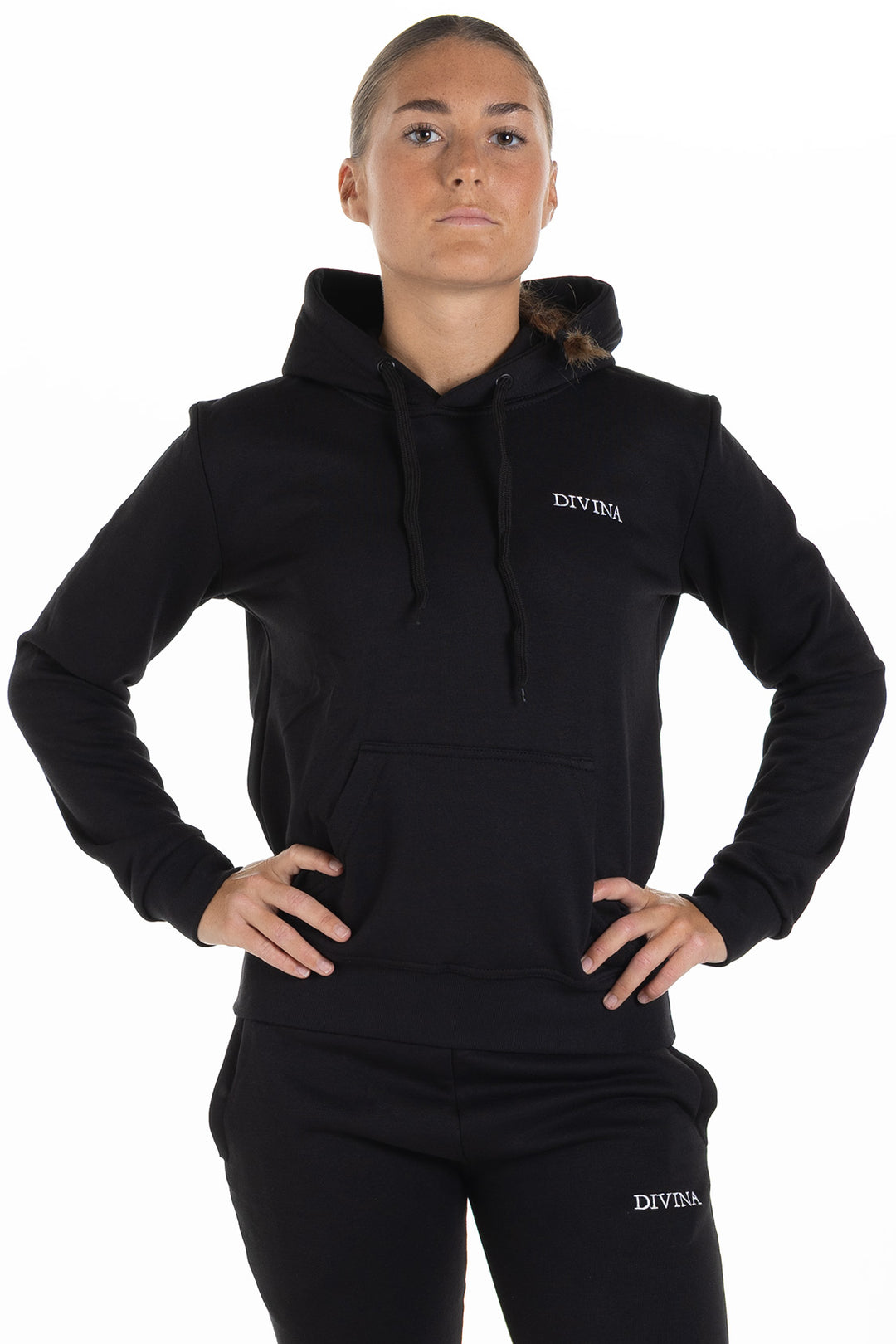 Comfy Black Hoodie Front - Women