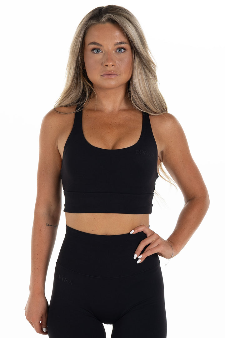Athleisure Sports bra Black Front