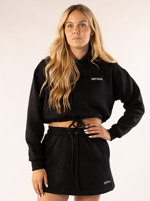 Black cropped hoodie front