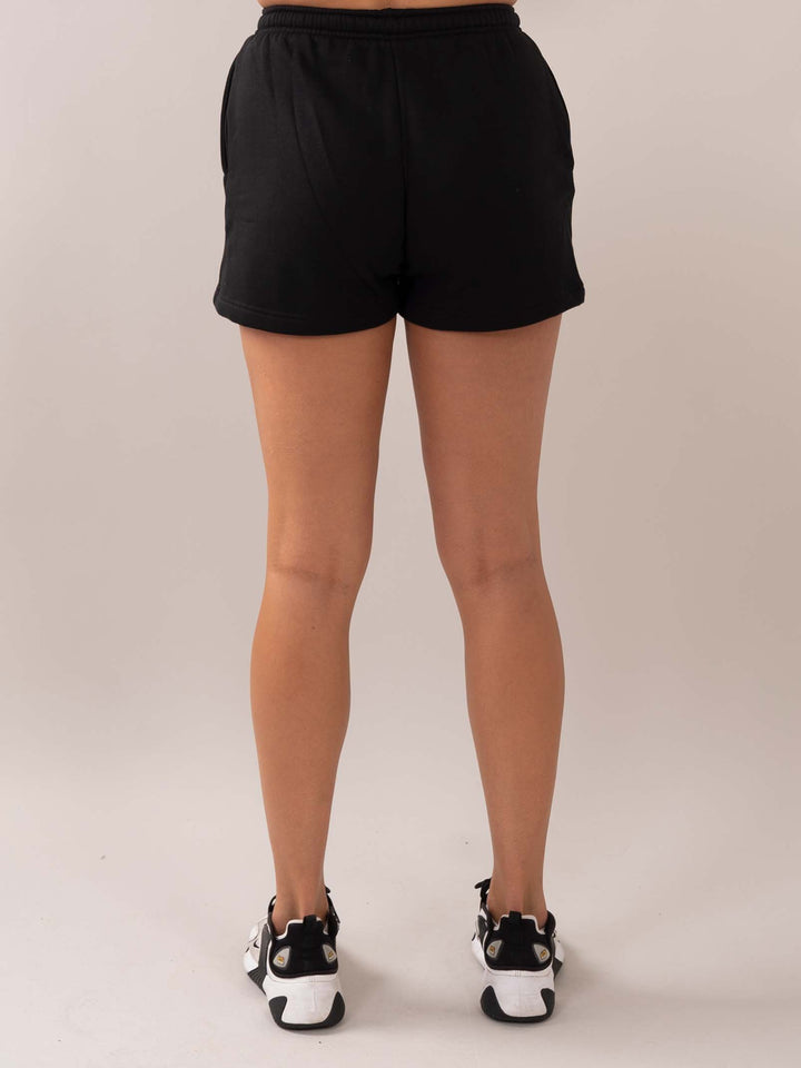 Comfy black shorts women back