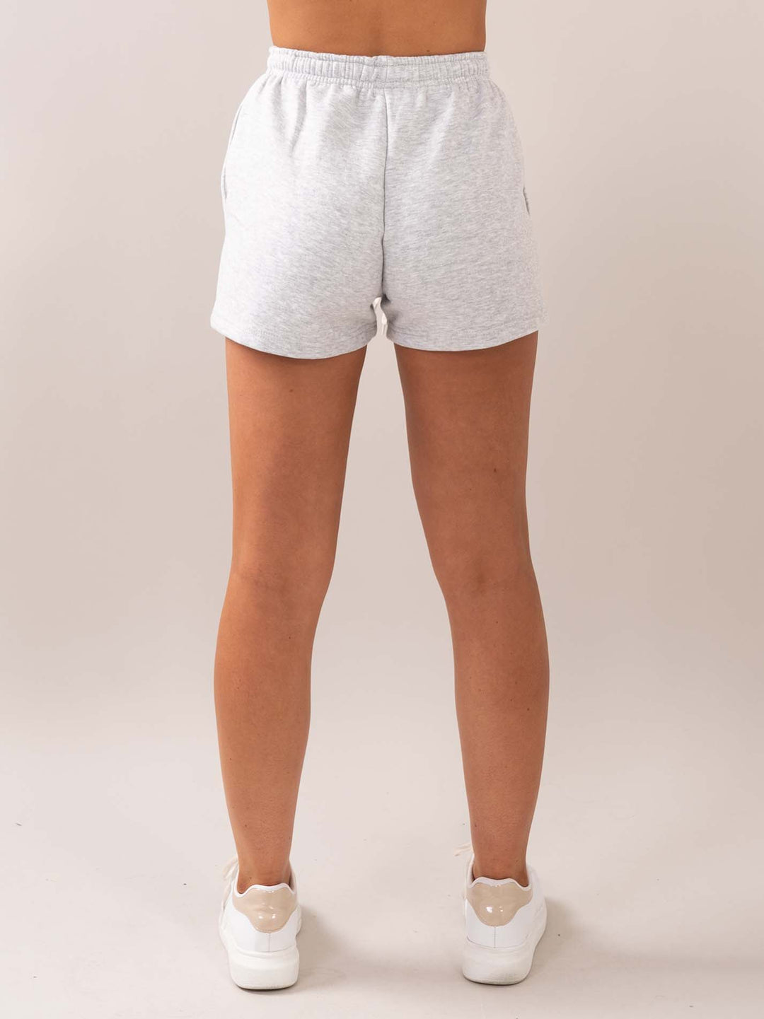 Comfy grey shorts women back