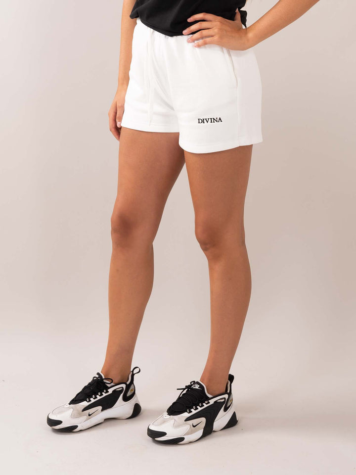 Comfy white shorts women side