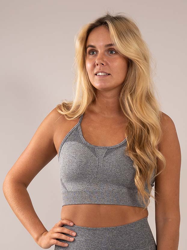 Four grey sports bra front