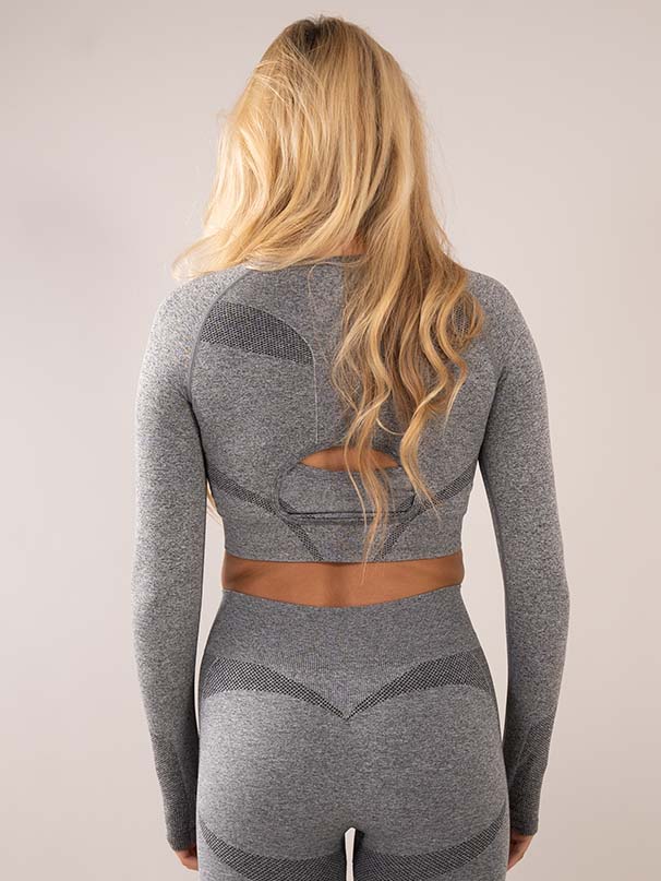 Four Seamless Crop top Grey back