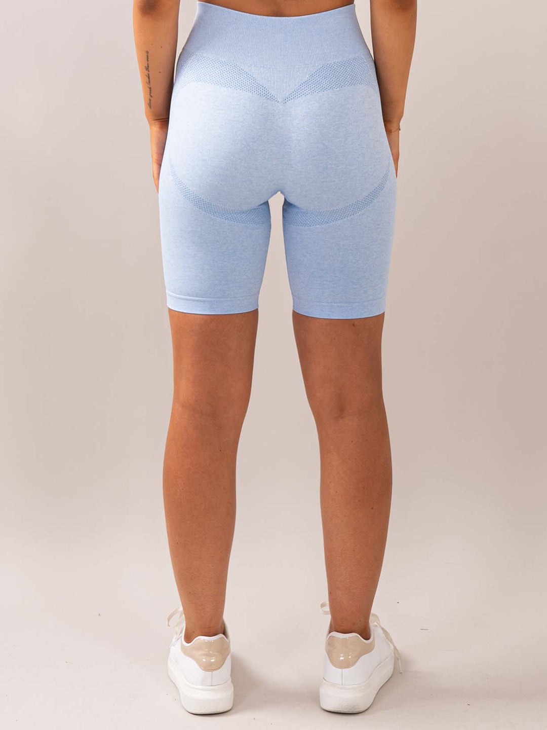 Four blue seamless shorts back