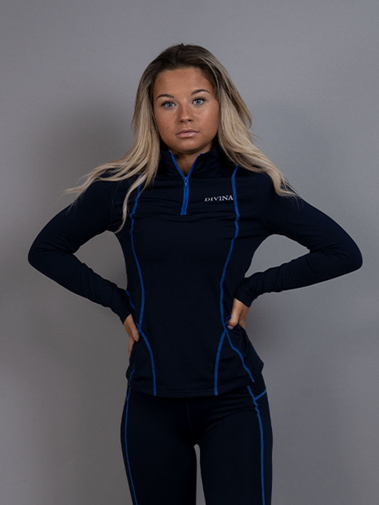 Fleece base layer top navy front