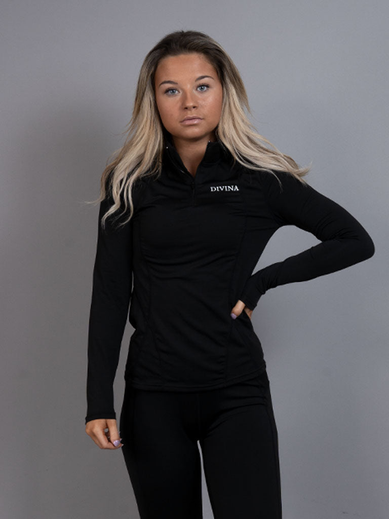 Fleece base layer top black front