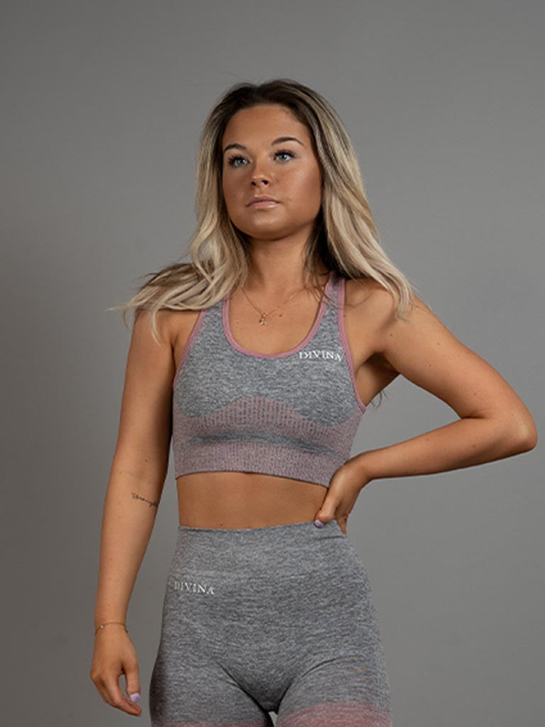 Dignus Seamless sports bra grey/pink front