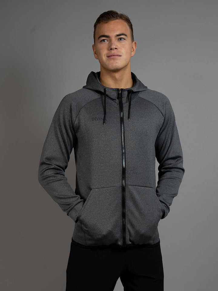 Training jacket zip grey front