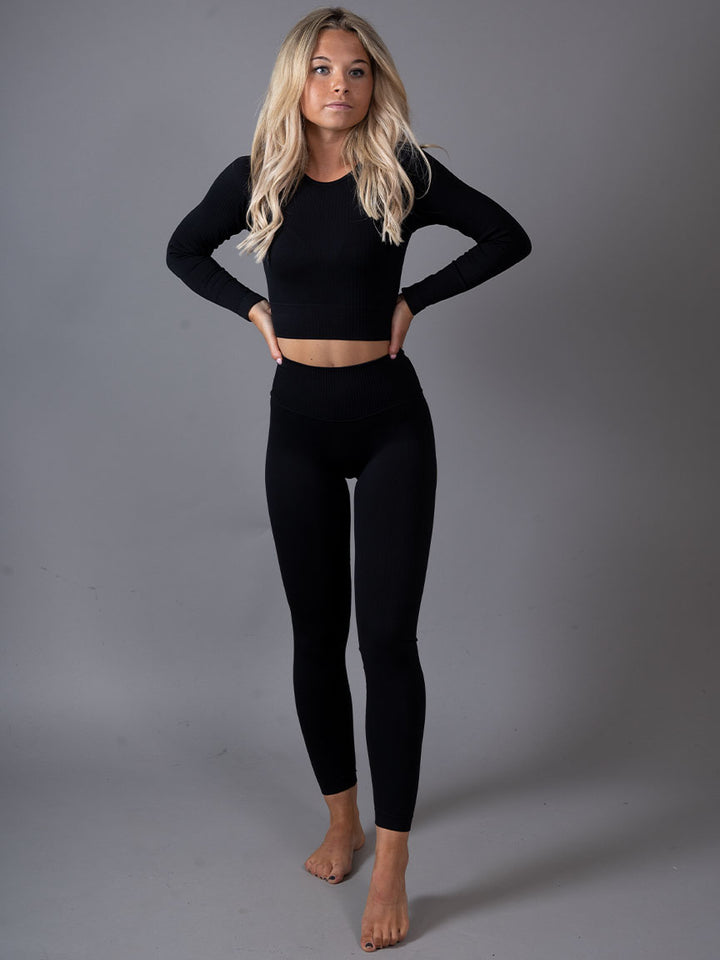 Ribbed Seamless Set Lenis Black front