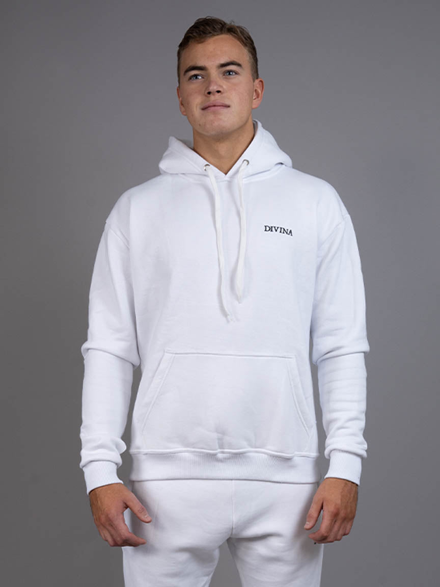 Mens Comfy hoodie white front