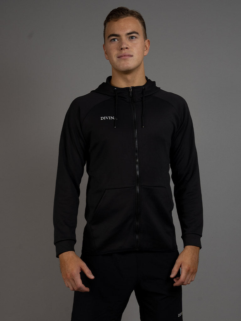 Training jacket zip black front