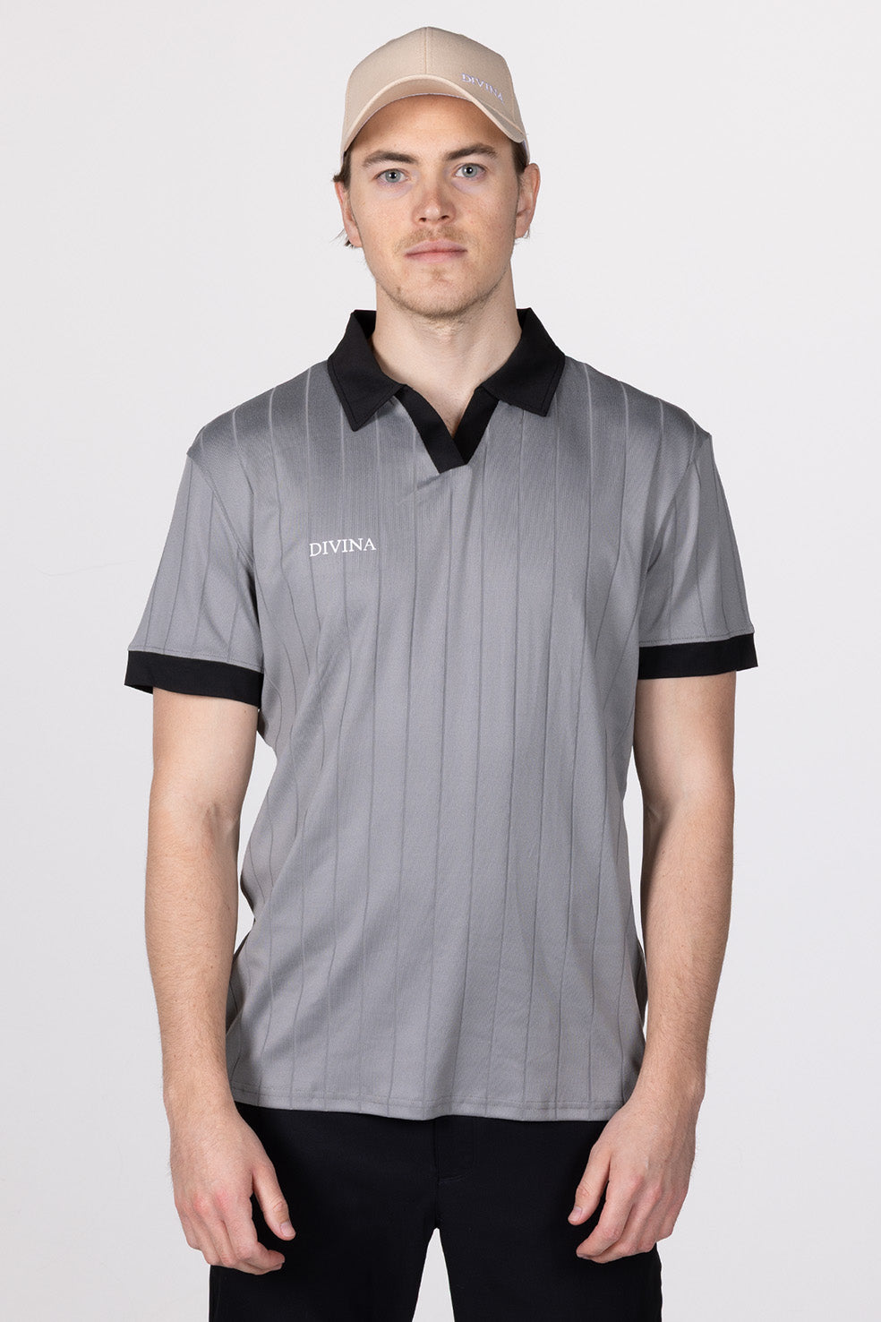 Male in Grey Golf Polo Ace from Divina front