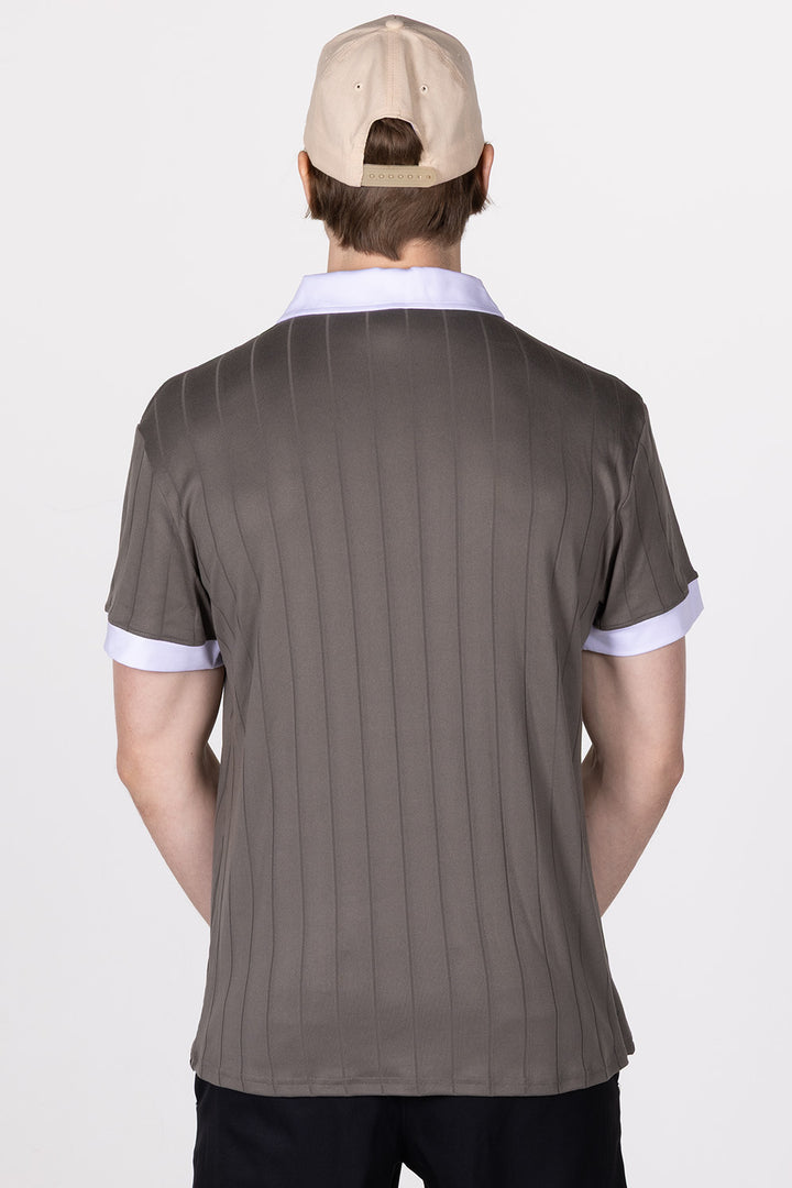 Male in Olive Grey Golf Polo Ace from Divina back