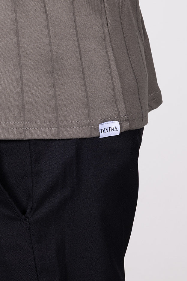 Male in Olive Grey Golf Polo Ace from Divina detail
