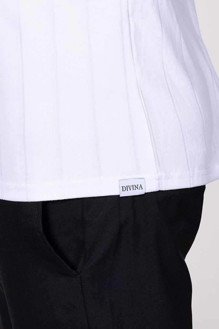 Male in White Golf Polo Ace from Divina detail