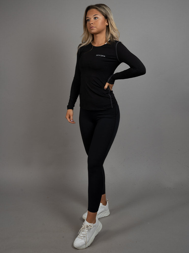 Long sleeve Active black whole body