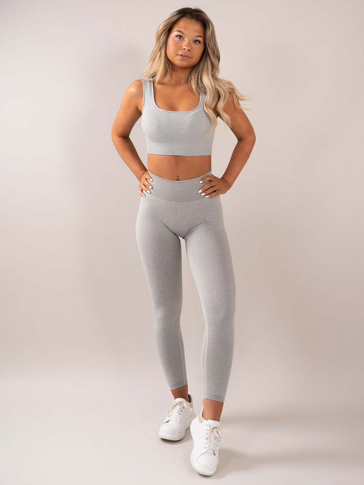 Lenis ribbed seamless BH set Grey Front