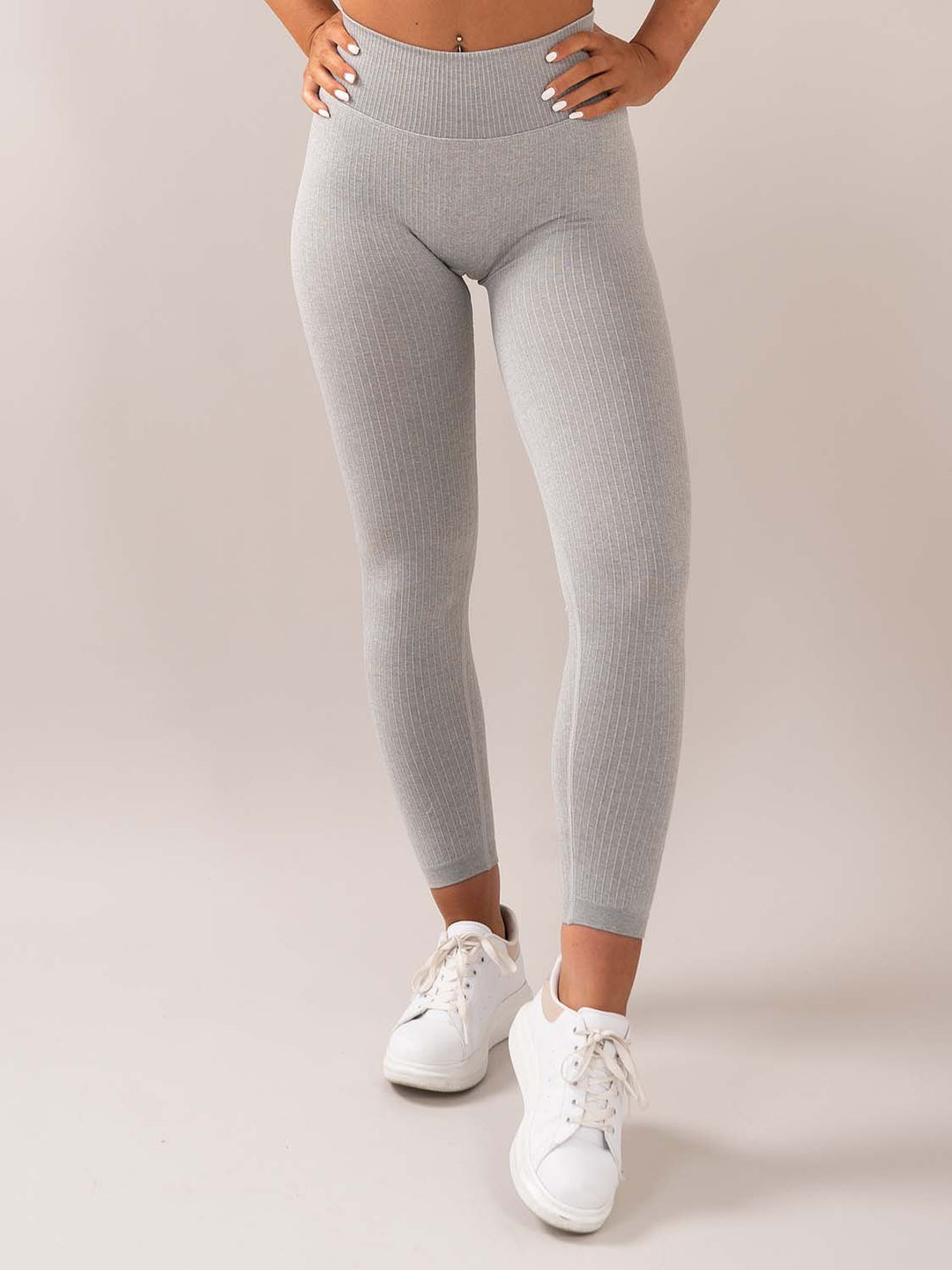 Lenis ribbed seamless tights Grey front