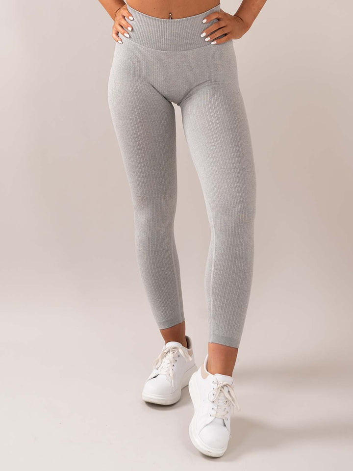 Lenis ribbed seamless tights Grey front