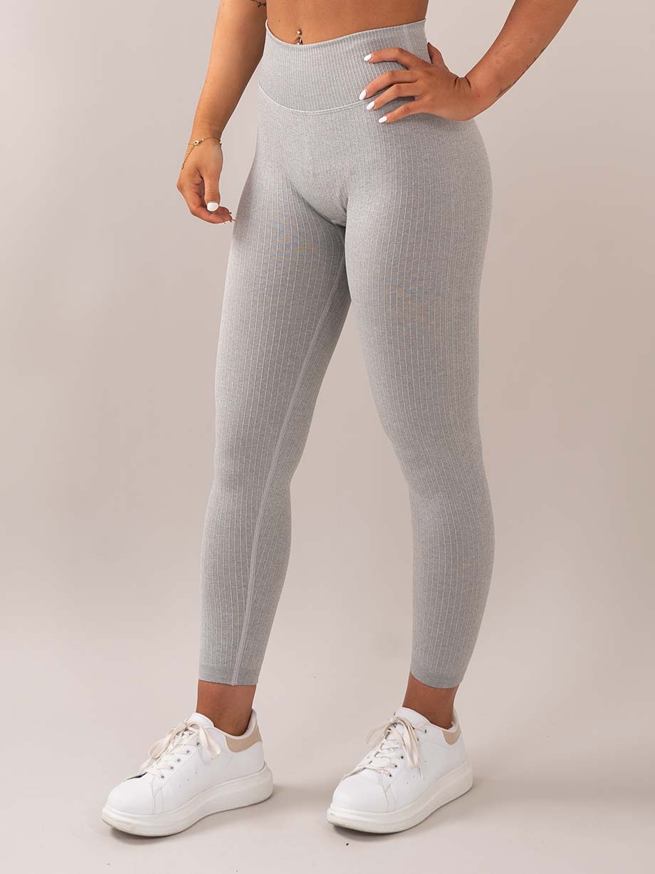 Lenis ribbed seamless tights Grey side