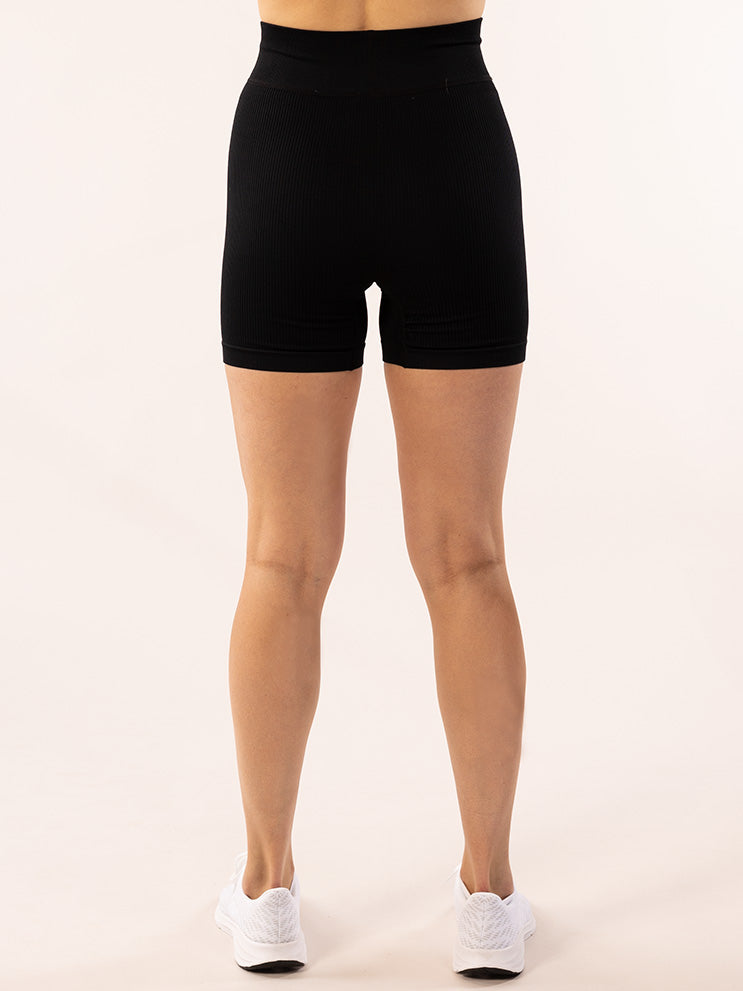 Ribbed Seamless Novi Black Shorts Back