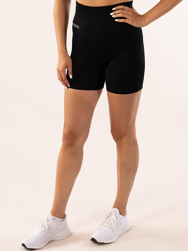 Ribbed Seamless Novi Black Shorts Side