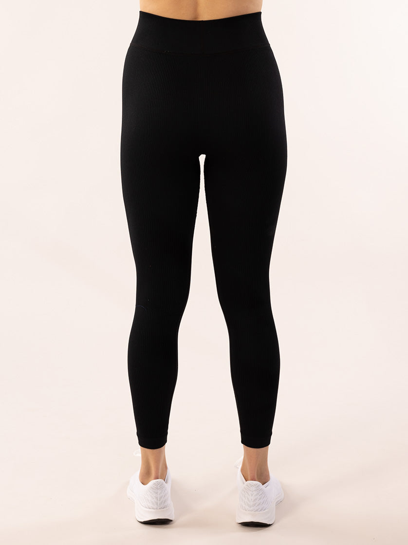 Ribbed Seamless Novi Black Tights Back