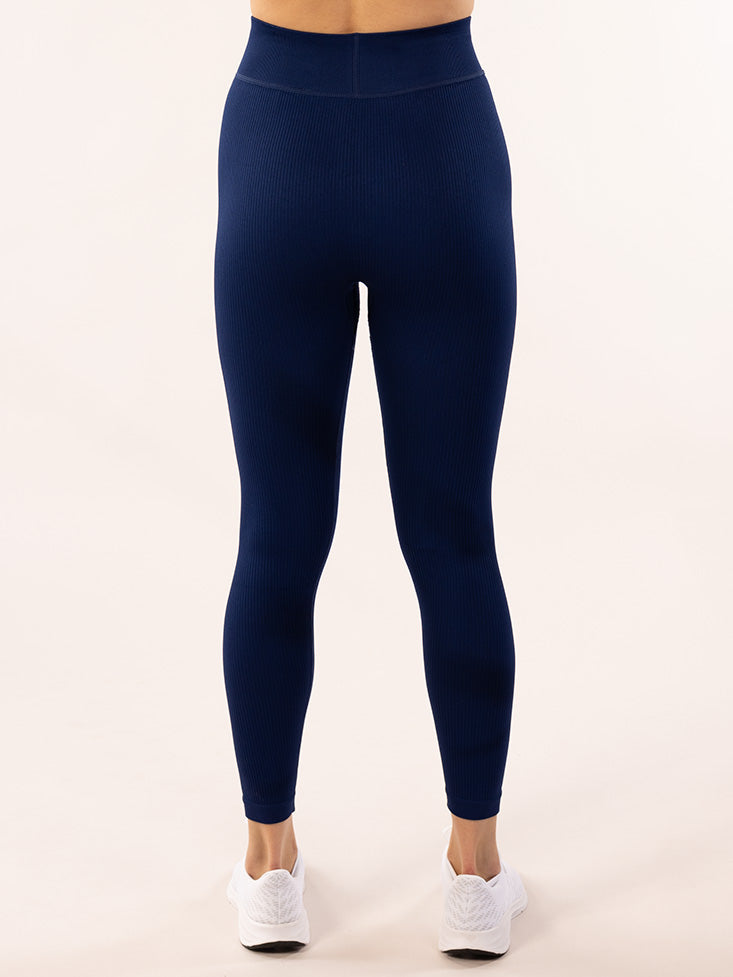 Ribbed Seamless Novi Navy Tights Detail Fabric