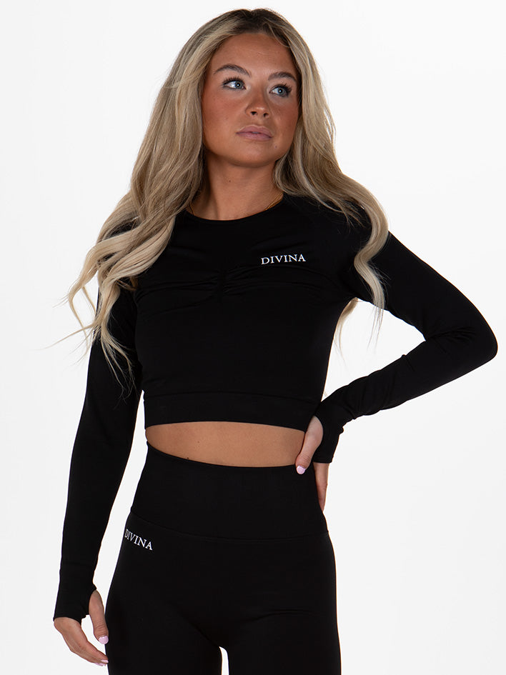 Ohana Black Crop top Front