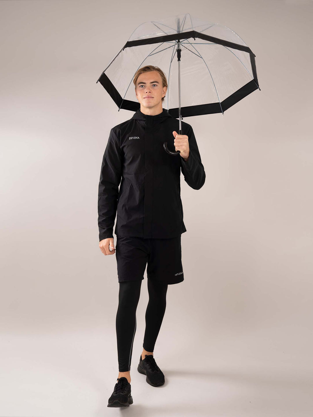 Wind jacket with umbrella