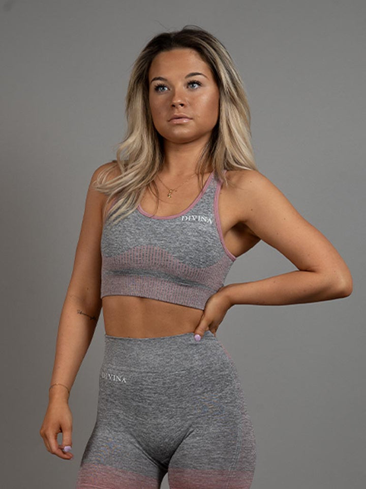 Dignus Seamless sports bra grey/pink side