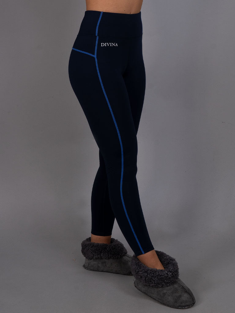 Fleece base layer tights navy side