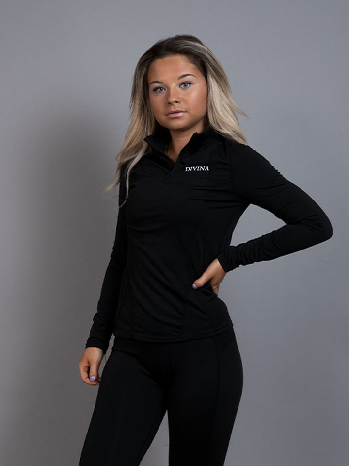 Fleece base layer top black side