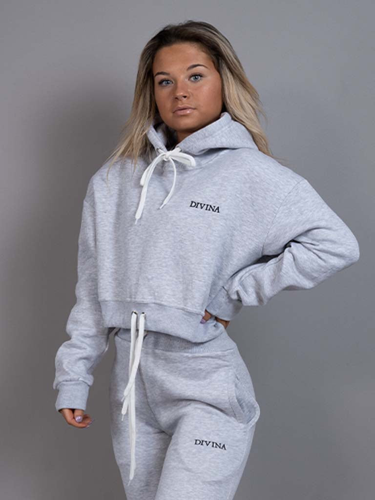 Cropped Hoodie comfy grey side 2