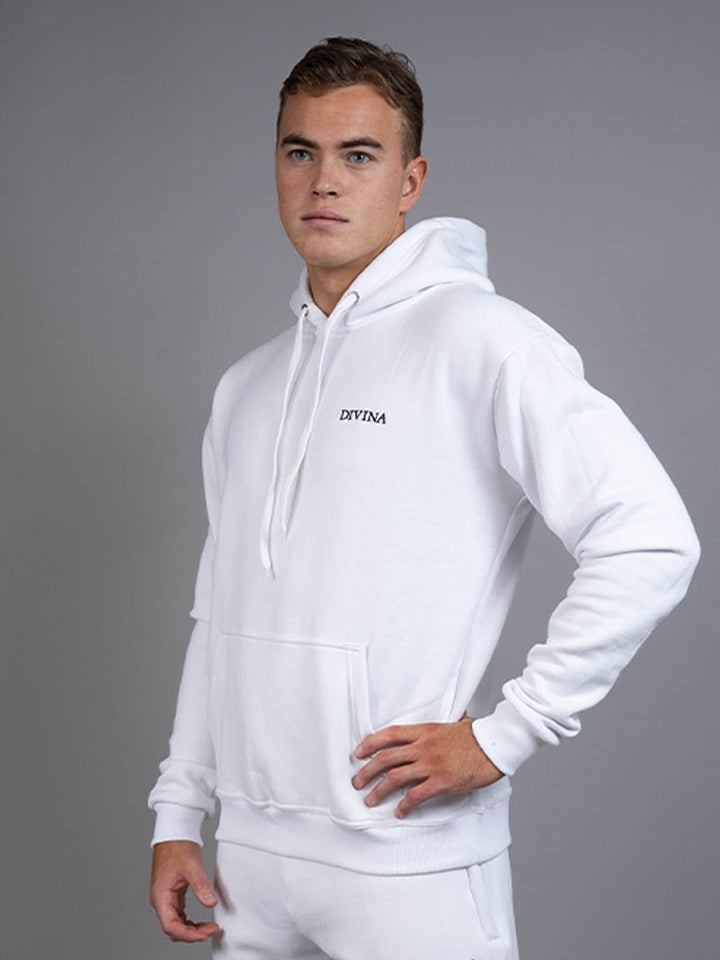 Mens Comfy hoodie white side