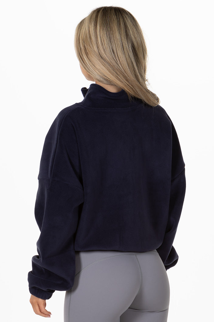 Fleece Jacket Teddy Navy Back Left