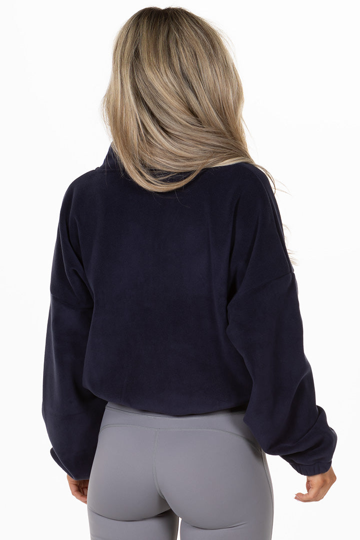 Fleece Jacket Teddy Navy Back Right