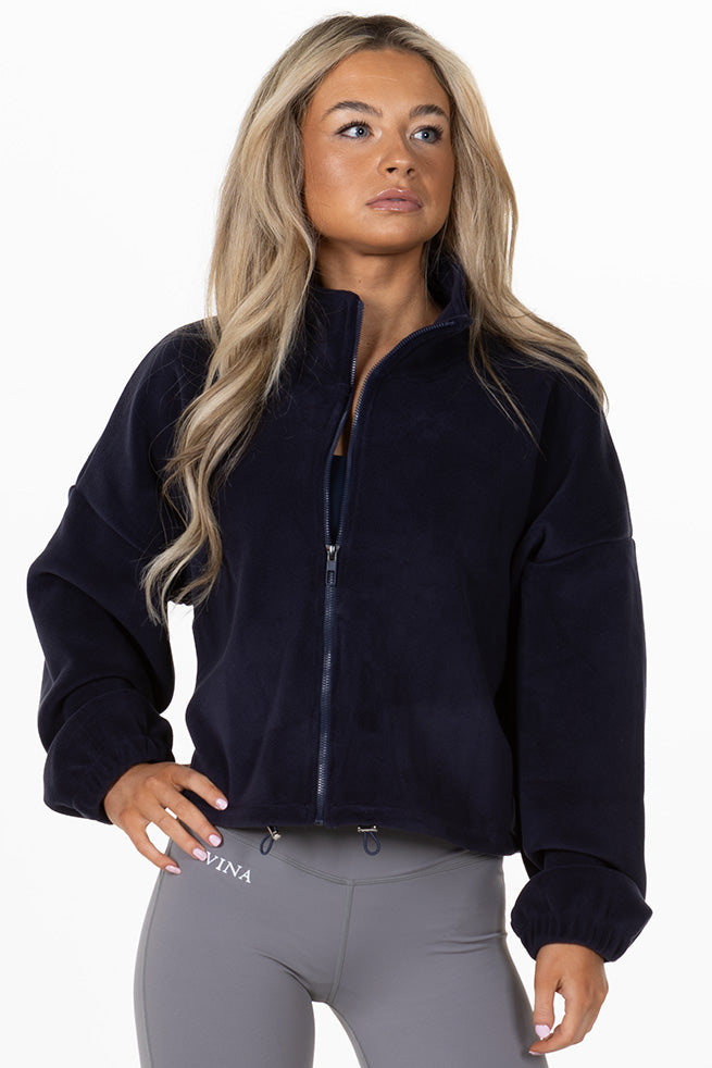 Fleece Jacket Teddy Navy Front