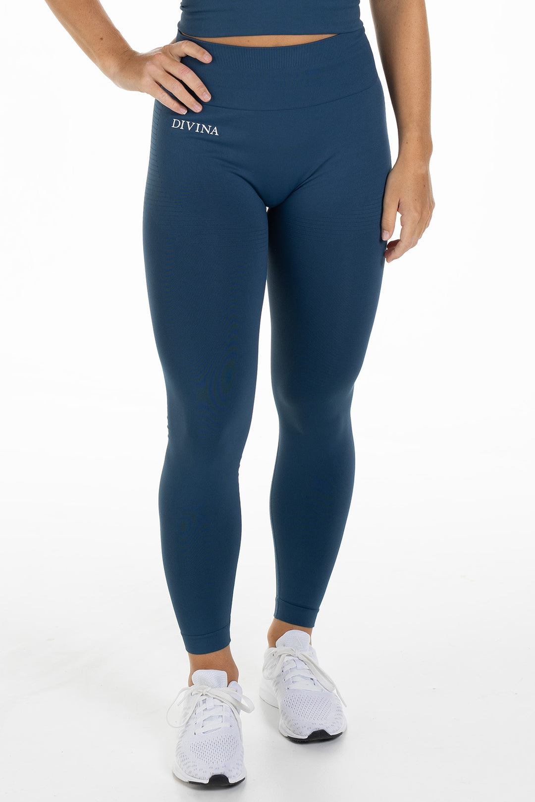 Seamless Scrunch Tights Sleek Blue Front