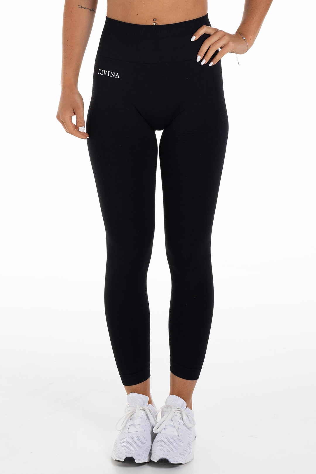 Seamless Scrunch Tights Sleek Black Front