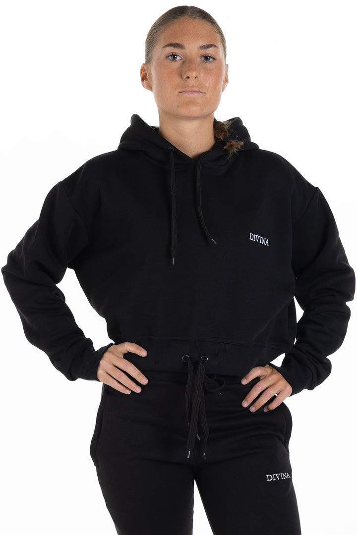 Cropped Hoodie "Comfy" Black
